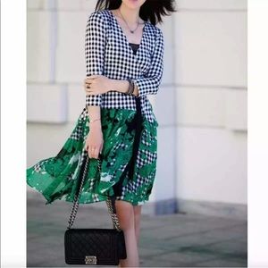 Diane Von Furstenberg Women's Riviera Gingham Wrap Silk Dress Size 0 DVF